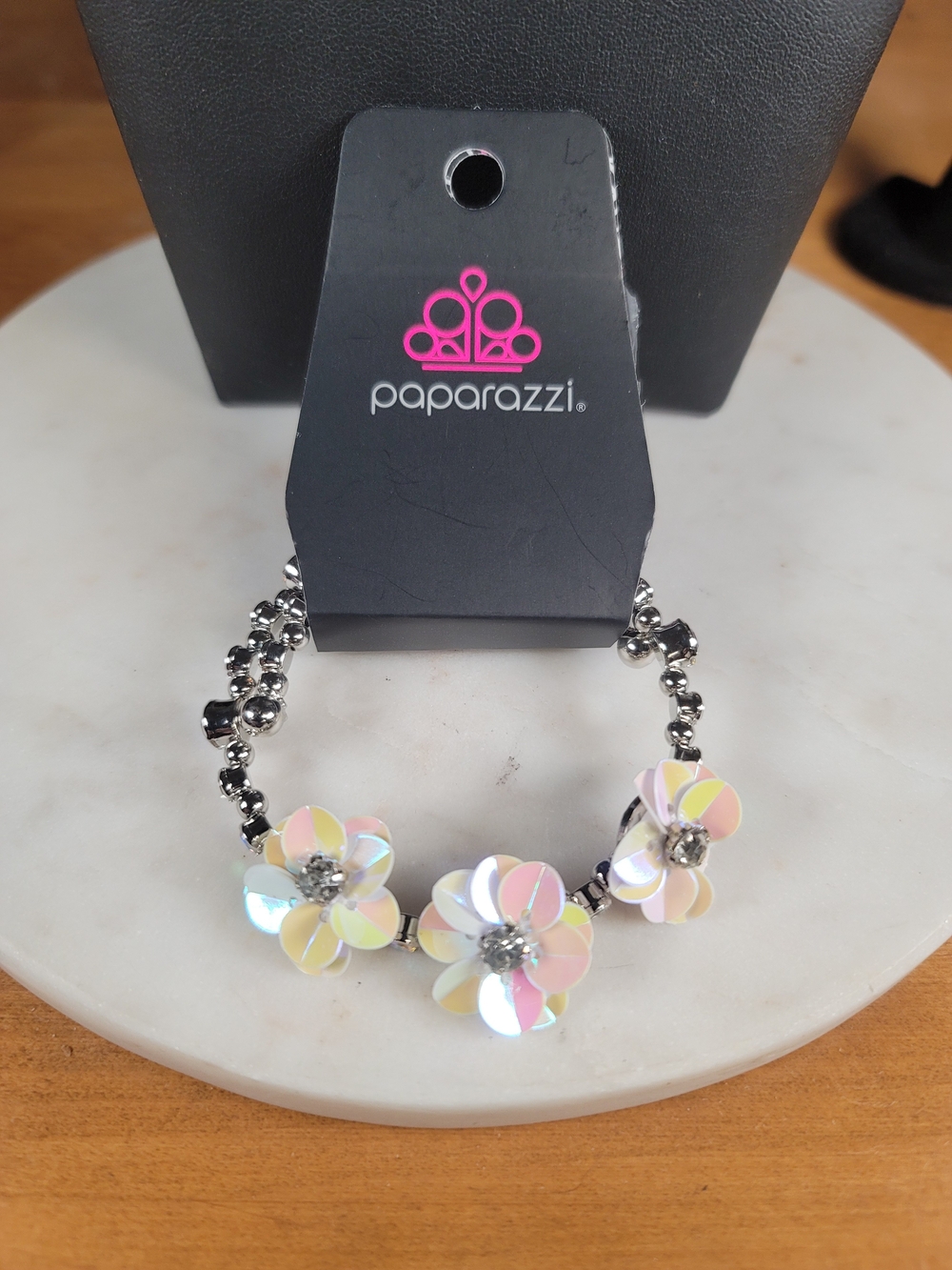 Paparazzi Iridescent Pastel Flower Flexible Coil Bracelet